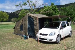 Oztent mit Seitenteilen für Campingurlaub, Schnellaufbauzelt, schnelles Zelt